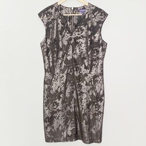 Vivienne Tam Dress sleeveless brown gray abstract print size 6